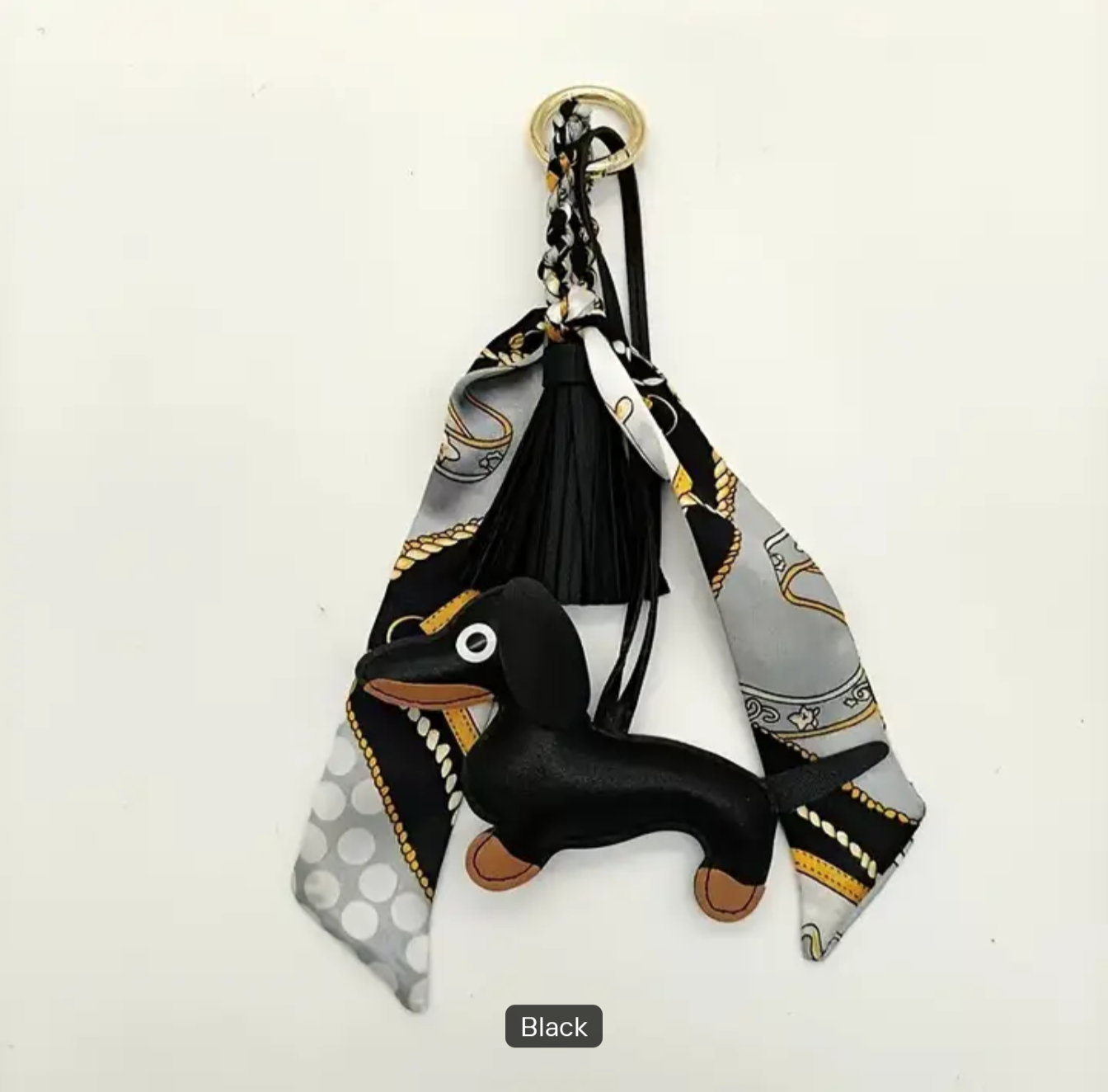 Exklusivt Väskhänge med Hund & Sidenscarf